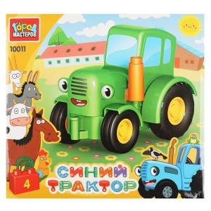 Конструктор большие кубики: зелёный ТРАКТОР, 4 дет. Город мастеров 