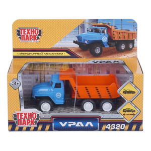 Машина металл УРАЛ 4320 САМОСВАЛ 12 см, инерц., открыв. багаж., синий, кор. 