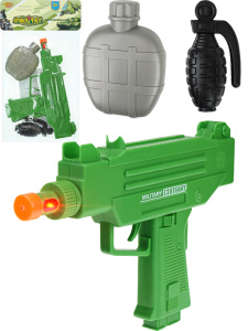 Игровой набор /Военный/ (пистолет-пулемет, граната, фляга) в пакете (Арт. M0069)