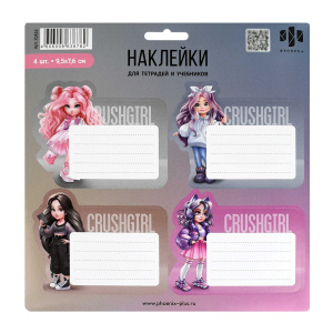 Наклейки бумажные для подписи, 210х250 мм, арт. 70433 / 200 ФЕШН ДЕВОЧКИ (5 листов  в наборе, размер