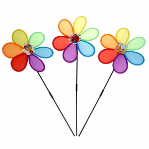 Вертушка Цветок с пчелкой, ткань диам. 27см в пак. в кор.2*150шт