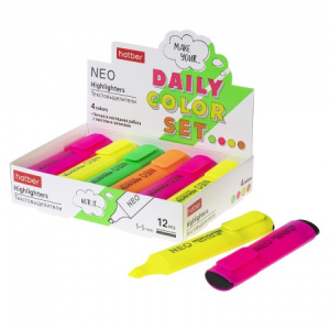 Текстовыделитель Hatber NEO NEON  1мм/5мм Ассорти 12шт. в картонной коробке