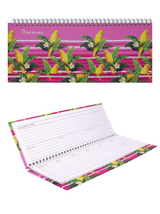 ПЛАНИНГ 56 л. недатир. ЖЕЛТЫЕ ПОПУГАИ (56-1448) гребень, кожзам, 300х130мм