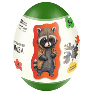 Деревянный пазл в яйце ТРИ СОВЫ /Енот/ ДП_55041/ПЗ00119