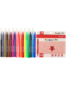 Фломастеры с вентилир колпачком 18цв. КАПИБАРА (ФЛ-4897) в карт.короб с подвесом,кратно 12