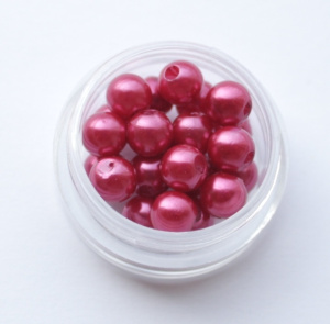 Бусины под жемчуг темно-розов 6мм (3гр)