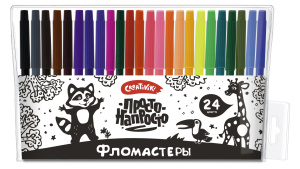 Фломастеры Creativiki ПРОСТО классические 24 цв. кругл. корп. стандартные круглая блист. упак.