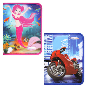 DV-2698 Папка для тетрадей  А5 на молнии с рисунком /Darvish/ ассорти