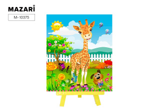 Алмазная мозаика с мольбертом  ЖИРАФ В САДУ,21х25 см, 1 дизайн, частичная выкладка,  ОПП упаковка.