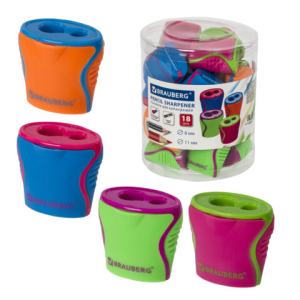 Точилка BRAUBERG /Mix Dual/, 2 отверстия для чернографитных карандашей (в том числе утолщенных), с к