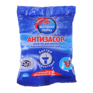 Средство для прочистки канализационных труб ФЛЭШайн/Выгодная уборка/Антизасор 100г, п/э, 2535