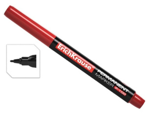 Перманентный маркер ErichKrause®  P-100, цвет чернил красный (в коробке по 12 шт.)