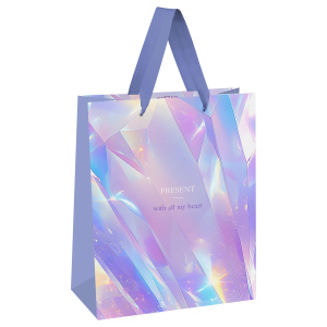 Пакет подарочный 18*23*10см MESHU /Diamond/,  голографическая ламинация MS_66131