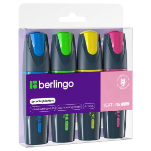 Набор текстовыделителей Berlingo /Textline HL300/ 04цв., 1-5мм, европодвес