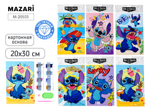 Алмазная мозаика УШАСТИК, основа 20х30 см, 6 дизайнов, частичная выкладка, ОПП-упаковка