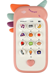Муз.телеф. с прорезыв./Единорог/(русс. озвуч. и кор.,бат. 2*ААА не в компл, розовый)(Арт.FCJ1064718)
