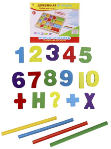 Деревянная игрушка. Учимся считать. Набор для счёта /УЧУСЬ СЧИТАТЬ/ с палочками (Арт. ИД-1396)