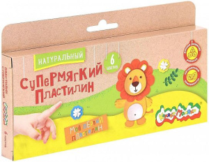 Пластилин натуральный супермягкий Каляка-Маляка, 6 цв.180 г, с европодвесом 3+