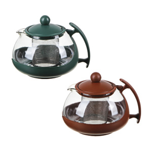 Чайник заварочный 750мл, овальный,  ситечко из нержавеющей стали, стекло, полипропилен, 3 цвета (101