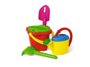 Песочный набор №125 (ведро 1 л, сито, лейка 0,5 л, лопата, грабли)
