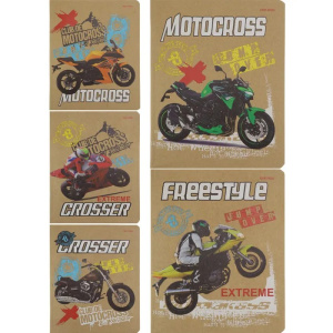 Тетрадь КЛЕТКА 48л. СПОРТСМЕНЫ. МИКС (48-7018) обложка - крафт, 5 диз. в спайке