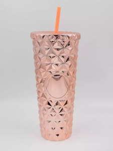 Пластиковый стакан с крышкой. Бронза 700мл