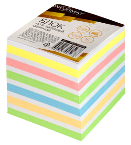 Блок д/зап. INFORMAT 9х9х9 см Куб проклееннный ассорти 6 цв. 80 г/м2