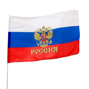 Флаг России, 90×145 см, с гербом, полиэфирный шёлк