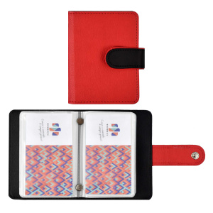 Визитница арт.45953/50 НАППА КРАСНЫЙ+НАППА ЧЕРНЫЙ (110х80 мм, 16 односторонних ПВХ-карманов на клепк