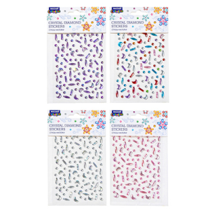 Стразы-наклейки пластиковые, 9.2*15.5 см, 6 дизайнов, ОПП-упаковка