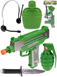 Игровой набор /В разведку/ (23 см)(пистолет-пулемет,штык-нож,компас, бат.2*АА в комп) (Арт. M1387-2)