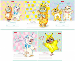 Тетрадь 12л А5ф ЛИНИЯ 65г/кв.м на скобе  5 диз.в блоке скругл.углы серия -Кигуруми-