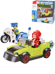 Конструктор пластиковый /Полицейский транспорт/, 98 деталей, 2 фигуры (арт. M38-B1217D)