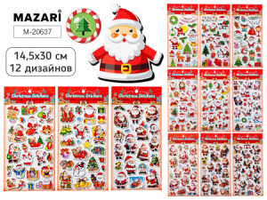 Наклейки декоративные, 14.5*30 см, 12 дизайнов, ОПП-упаковка