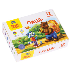 Гуашь Мульти-Пульти /Енот в сказке/, 12 цветов, 10мл, картон ГК_43560
