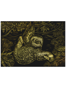 Гравюра А4 в пакете с ручкой . Забавный ленивец (Арт. Г-8529)