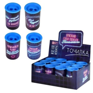 Точилка , арт.64546/ 12 ВКЛЮЧИ НЕОН (шоу-бокс, 12 шт., ассорти, полистирол, голубой, фиолетовый, 2 о