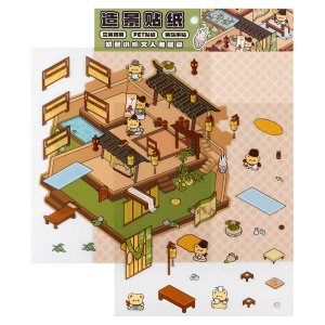 Наклейки-румбокс д/создания миниатюрных сцен, 125х150 мм, арт. 71512 / 300 МИШКА. ПЕКАРНЯ. (комплект