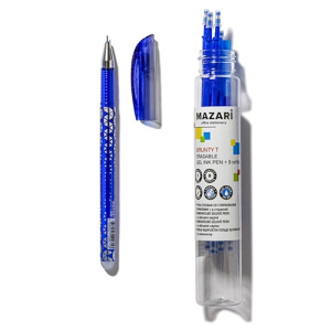 Ручка гелевая со стираемыми чернилами BRUNTY T, СИНЯЯ, +9 стержней, игольчатый пиш. узел 0.5мм, терм