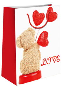 Пакет подарочный /Мишка с сердечками/ 230х180х100