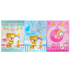 ПАКЕТ ПОДАРОЧНЫЙ 'ВЕСЕЛЫЙ ПРАЗДНИК' ДЛЯ НОВОРОЖДЁННЫХ. 33Х46Х20СМ, ГЛЯНЦЕВЫЙ В ПАК УП-12ШТ в кор.6уп