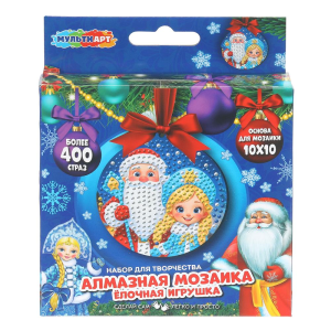 Алмазная мозаика в форме круга дед мороз МУЛЬТИ АРТ в кор.100шт