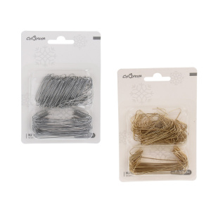 СНОУ БУМ Крючки для елочных игрушек 6.3см + 3.8 см, металл, 50 шт, золото, серебро, 2 цвета (1013101