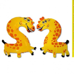 Шарик воздушный фольгированный Ф Цифра 2. /Жираф/, 47см, ПЭ, цена за 1шт DP-2 /1 /0 /3000 /50 (10702