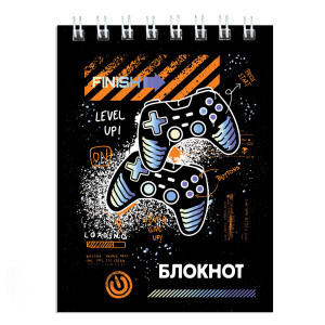 Блокнот, А7, 75х105 мм, 40 л, арт. 62424 ДЖОЙСТИК / гребень по короткой стороне, УФ-лак сплошной, Бл