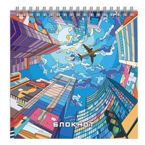 Блокнот, 160x160 мм, 60 л, арт. 64412 МЕГАПОЛИС / Блок - белый офсет 65 г/м², клетка, печать по фоль