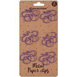 Скрепки металлические /Бабочка/ цветн./Darvish/ 6шт/уп (набор)