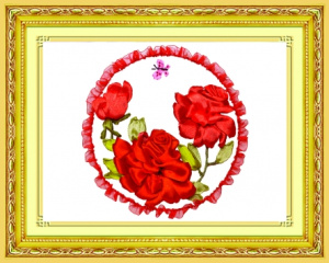 Набор для вышивания лентами 28х28 см. Прекрасные розы Арт. HS-0024