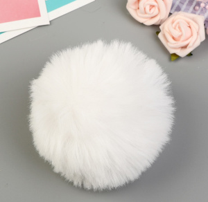 Помпон искусственный мех /Белый/ d=10 см   4453147 (10702070/020522/3140383, Китайская Народная Респ