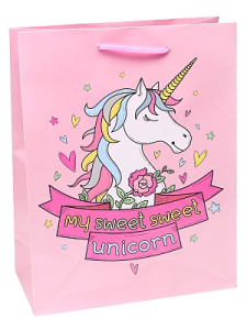 Optima Пакет подарочный с глянцевой ламинацией 26,4x32,7x8 см (L) Прекрасный единорог,128 г ПКП-3592